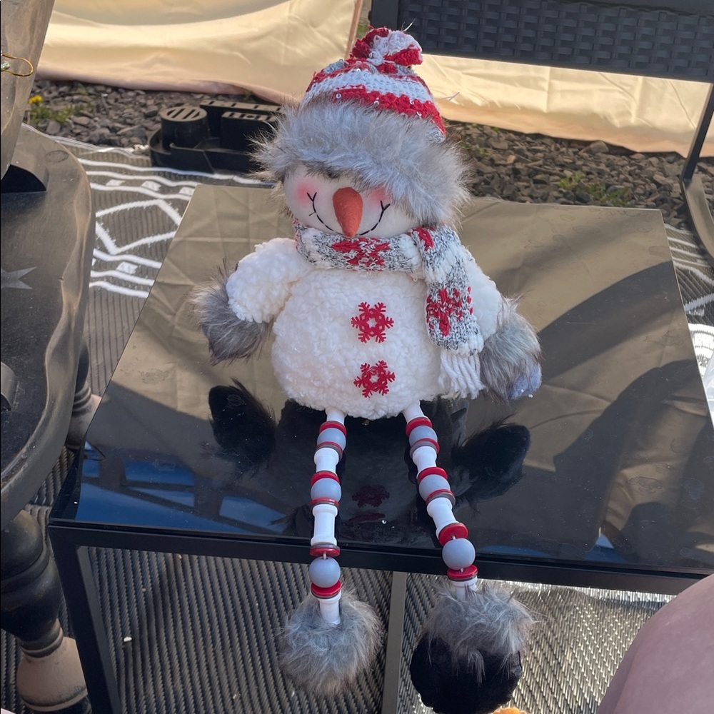Plush Snowman Doll with Red Accents- 14”